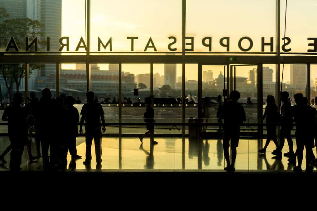 light, glass and people